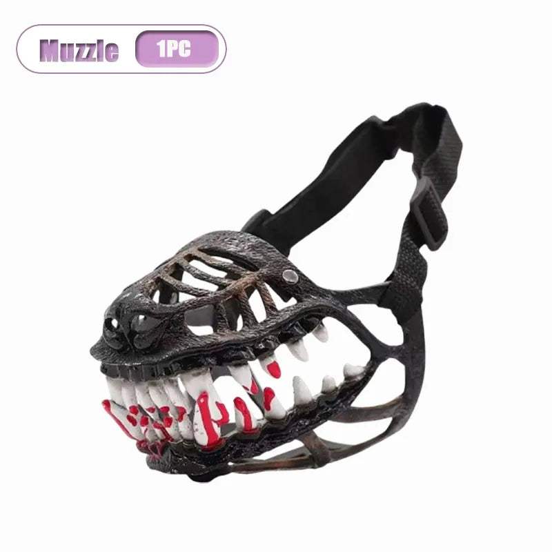 Horror Animal Jaw Mask Bloody Fangs Latex Headgear 1-4 PCS Costume Latex Mask Babs Muzzle-1PC 35cm