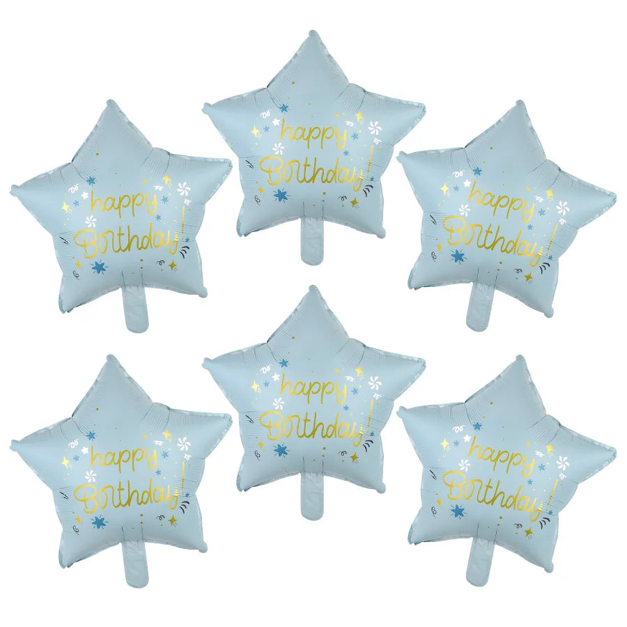 6-Pack 18" Star Foil Balloons – Birthday & Baby Shower Décor Party Foil Balloons Babs Blue 18inch