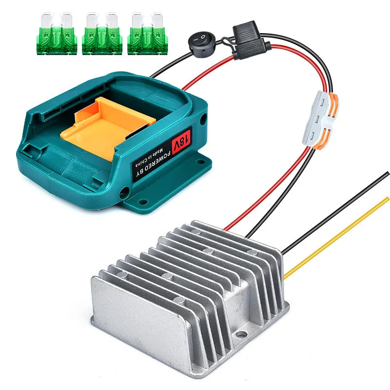 Makita 18V to 12V 15A 180W Step-Down Converter Battery Adapter Voltage Step-Down Converter Babs With Fuse Parts