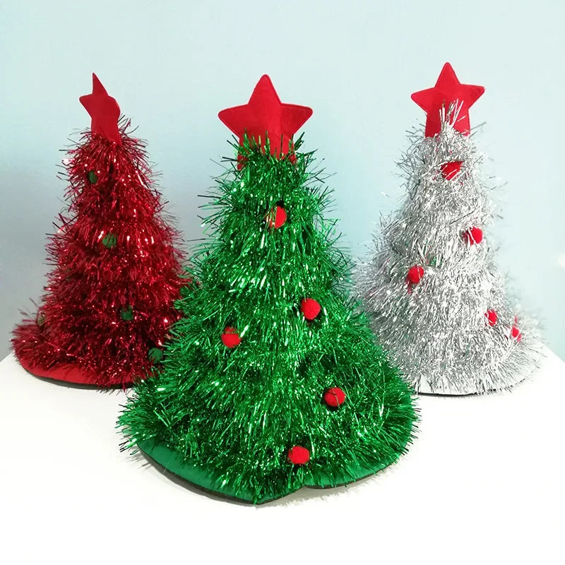 Christmas Tree Hat with LED Lights & Tinsel – Kids & Adults Christmas Costume Hat Babs
