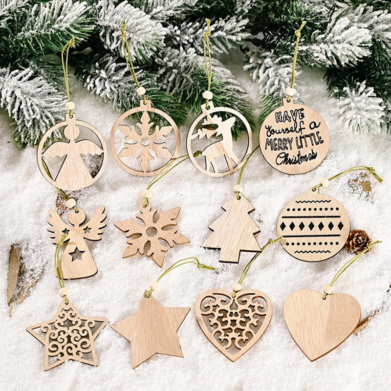 12 Christmas Wooden Ornaments – DIY Xmas Tree Pendants Christmas Wood Ornaments Babs