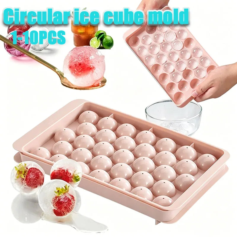 Round Ice Ball Tray – 33-Sphere Food-Grade Silicone Ice Mold Ice Ball Mold Babs
