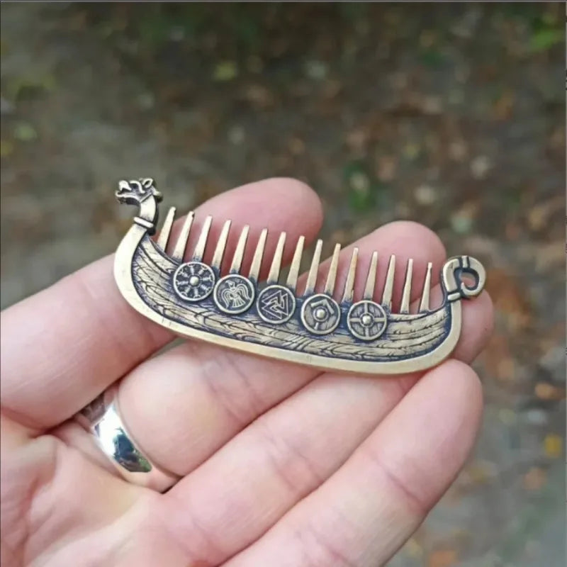 Viking Drakkar Beard Comb – Norse Longship Men's Grooming Gift Beard Grooming Comb Babs