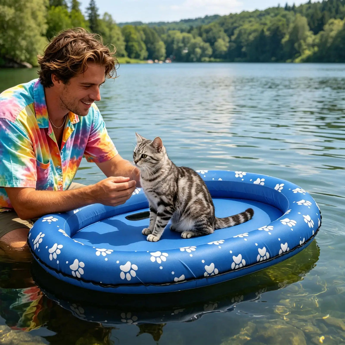Inflatable Dog Pool Float – Foldable PVC Pet Floating Raft Dog Pool Float Babs