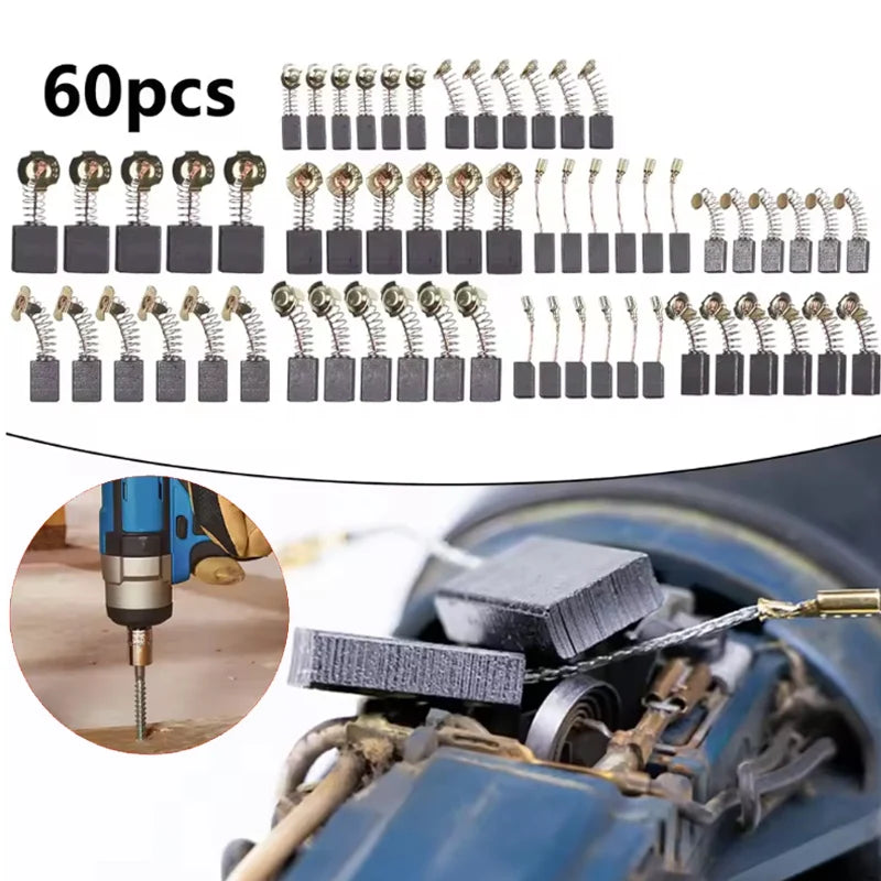 60-Piece Carbon Brush Set – 10 Sizes for Power Tools & Motors Carbon Brush Set Babs