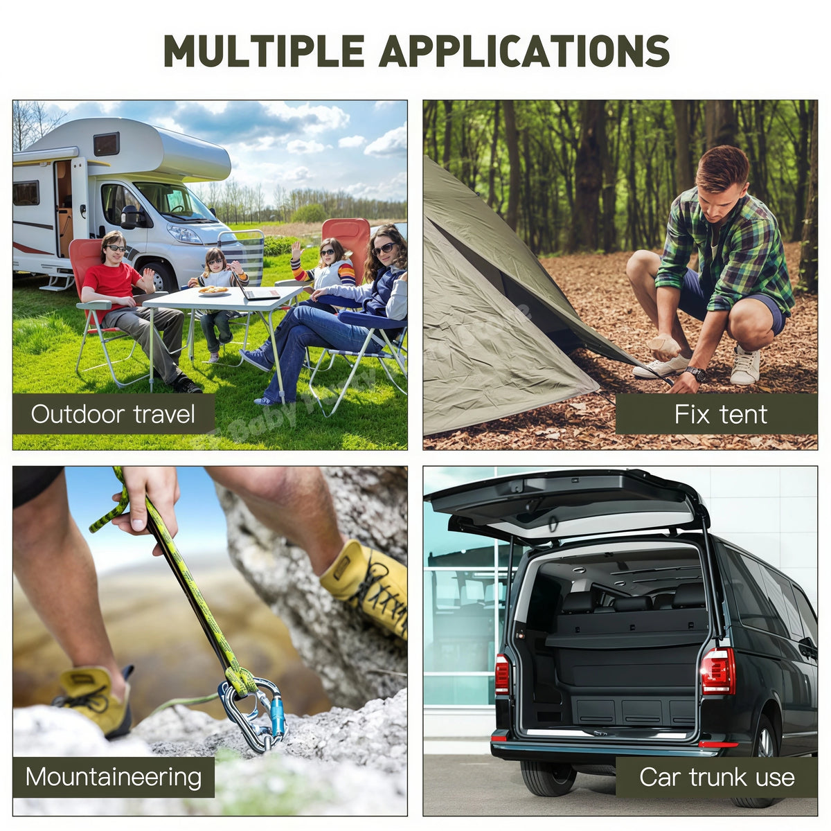 Heavy Duty Bungee Cord with Carabiner Hooks – Camping & Kayak Bungee Cord Babs
