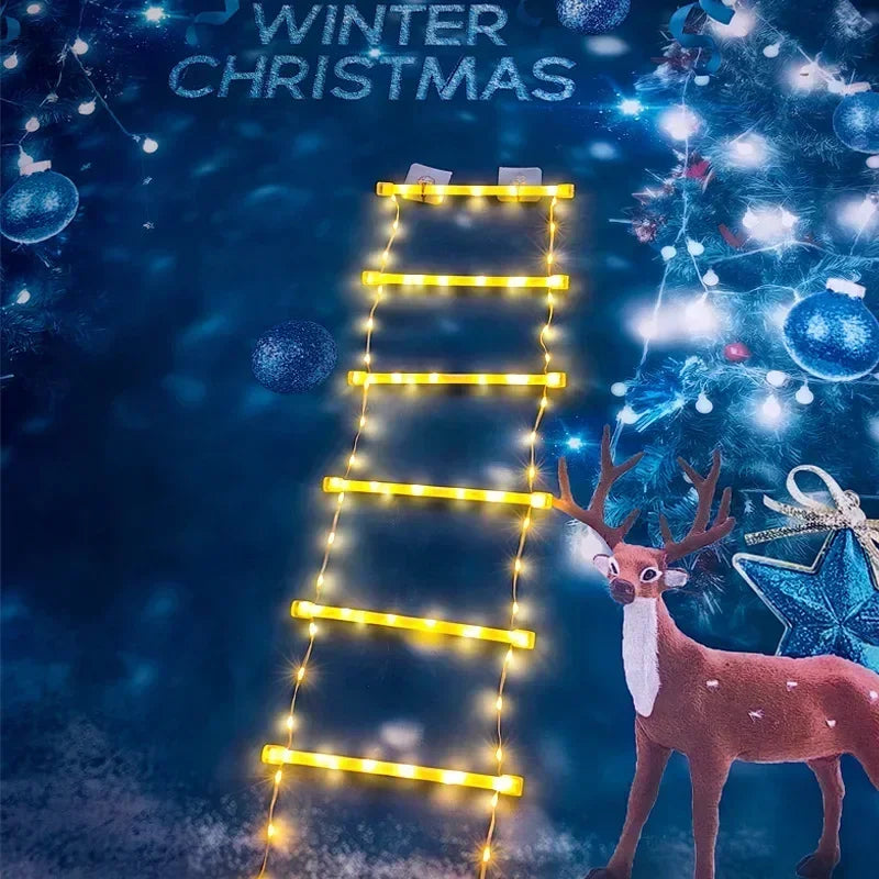 LED Christmas Ladder Light with Climbing Santa Claus | 3M Christmas LED Lights Babs Warm-3M-Ladder