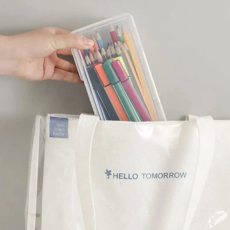 Transparent Pencil Case Large Capacity Plastic Storage Box Transparent Pencil Case Babs