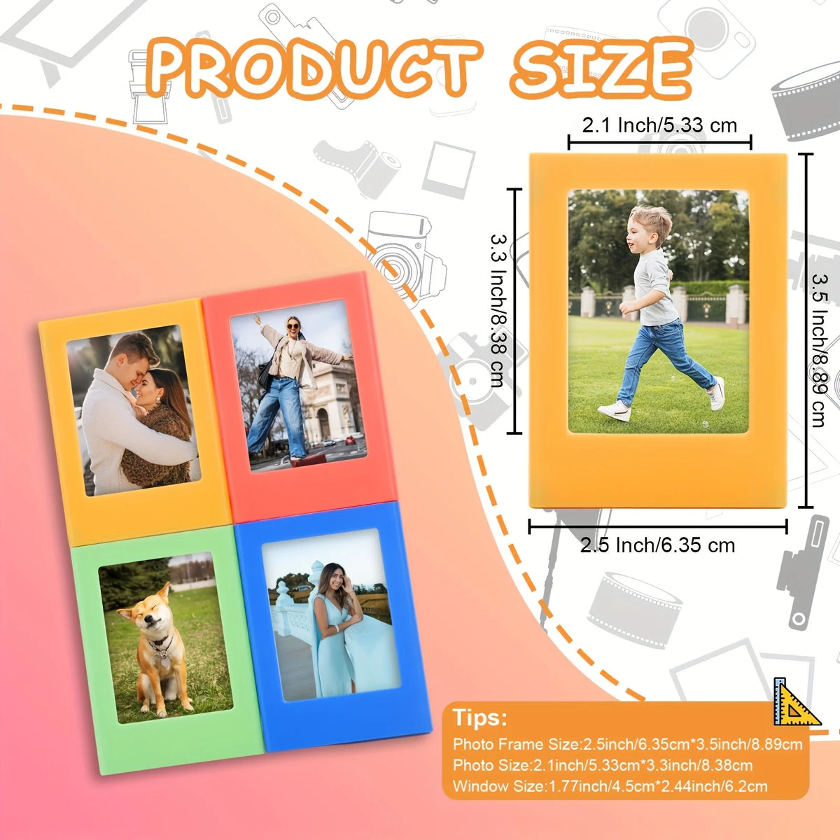 6pcs Magnetic Photo Frames for Polaroid & Instax 3" Prints Magnetic Photo Frame Babs