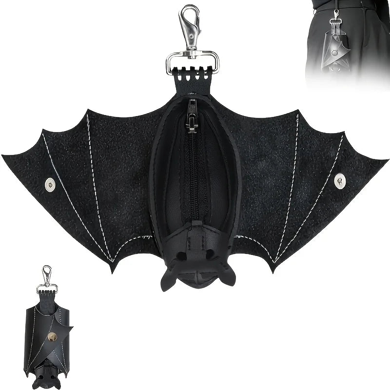 Halloween Bat Wallet Keychain – Mini PU Zipper Bag Pendant Wallet Keychain Babs