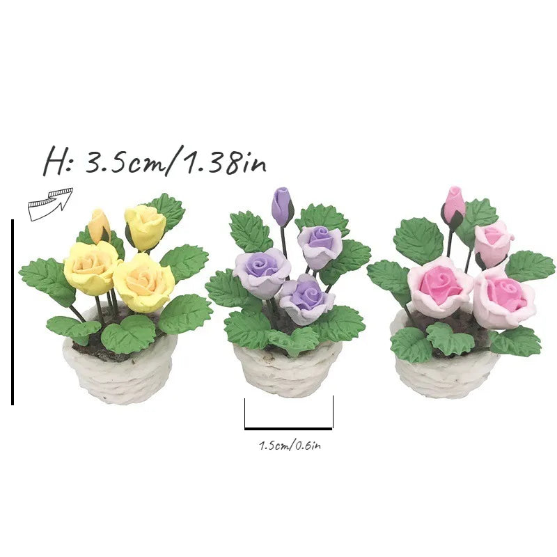 1:12 Dollhouse Miniature Potted Flower Fairy Garden Ornament Dollhouse Miniature Babs