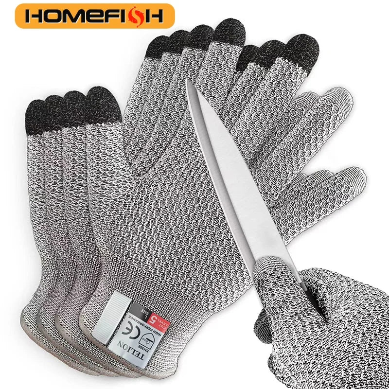 Cut-Resistant Touch Screen Kitchen Gloves – Food Grade Grey Cut-Resistant Gloves Babs
