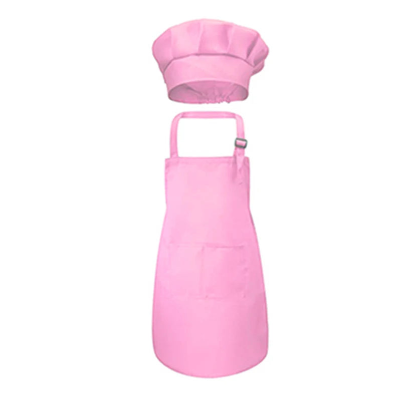 Kids Chef Apron & Hat Set – Kitchen Craft Painting PVC Apron Kids Chef Apron Set Babs Pink L