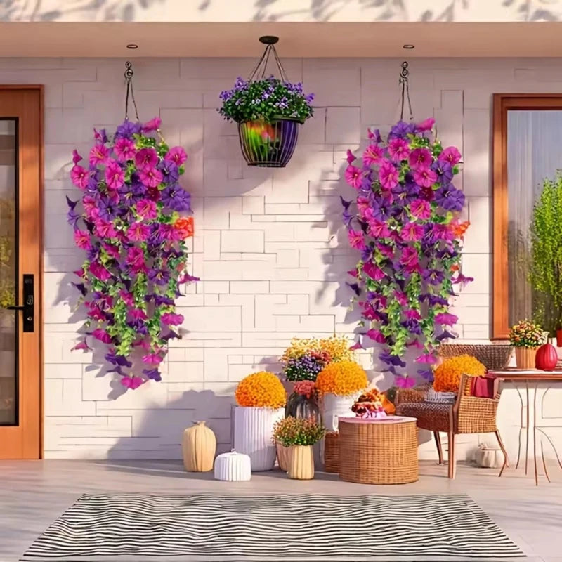 2pcs UV-Resistant Artificial Morning Glory Eucalyptus Garland Artificial Flower Garland Babs