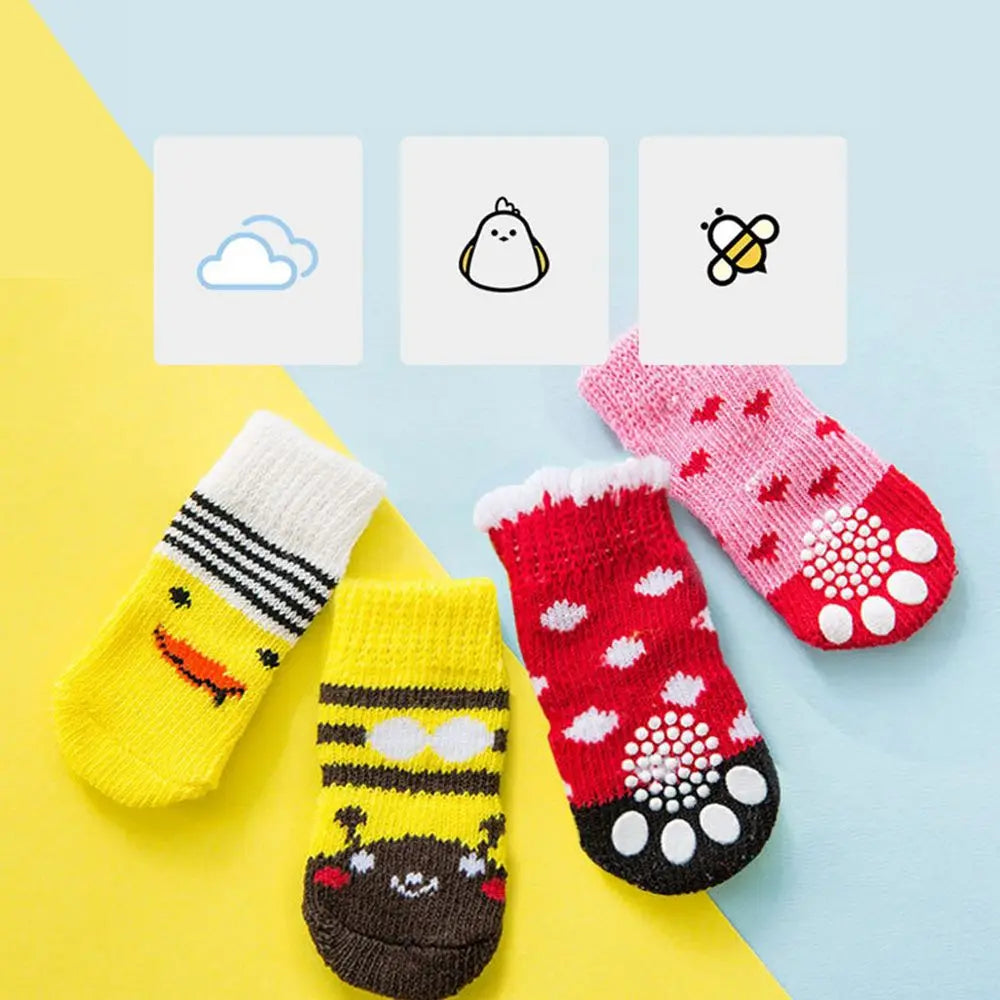 Woolen Pet Socks for Cats & Dogs – 4-Pack, Multi-Color Pet Socks Babs