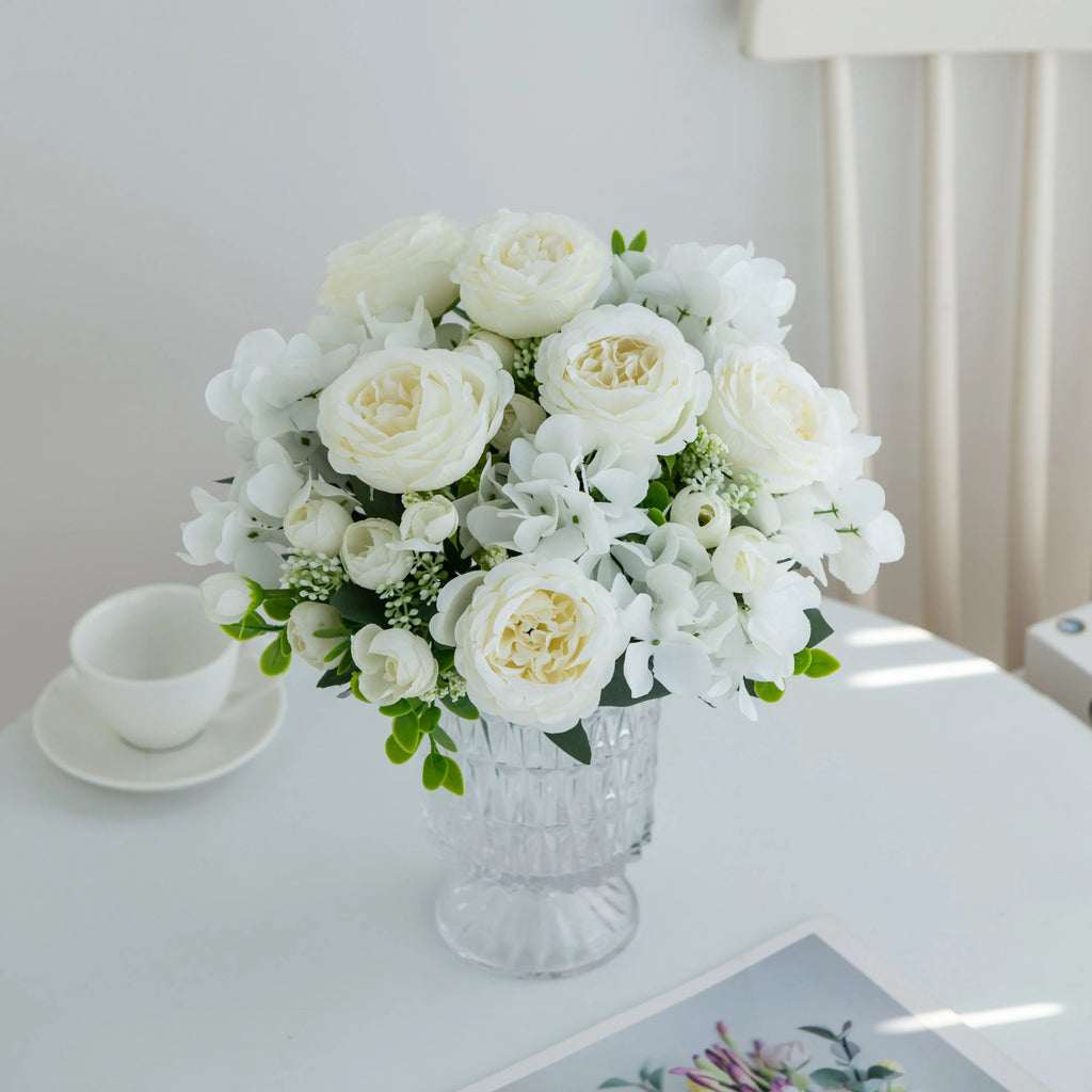Artificial Silk Peony Hydrangea Bouquet – Wedding & Home Decor Artificial Flower Bouquet Babs