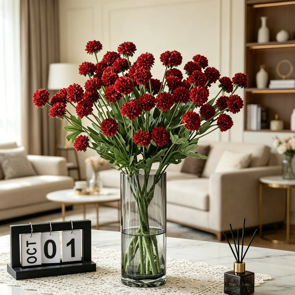 Silk Ball Chrysanthemum Artificial Flowers | Wedding & Home Decor Artificial Flowers Babs