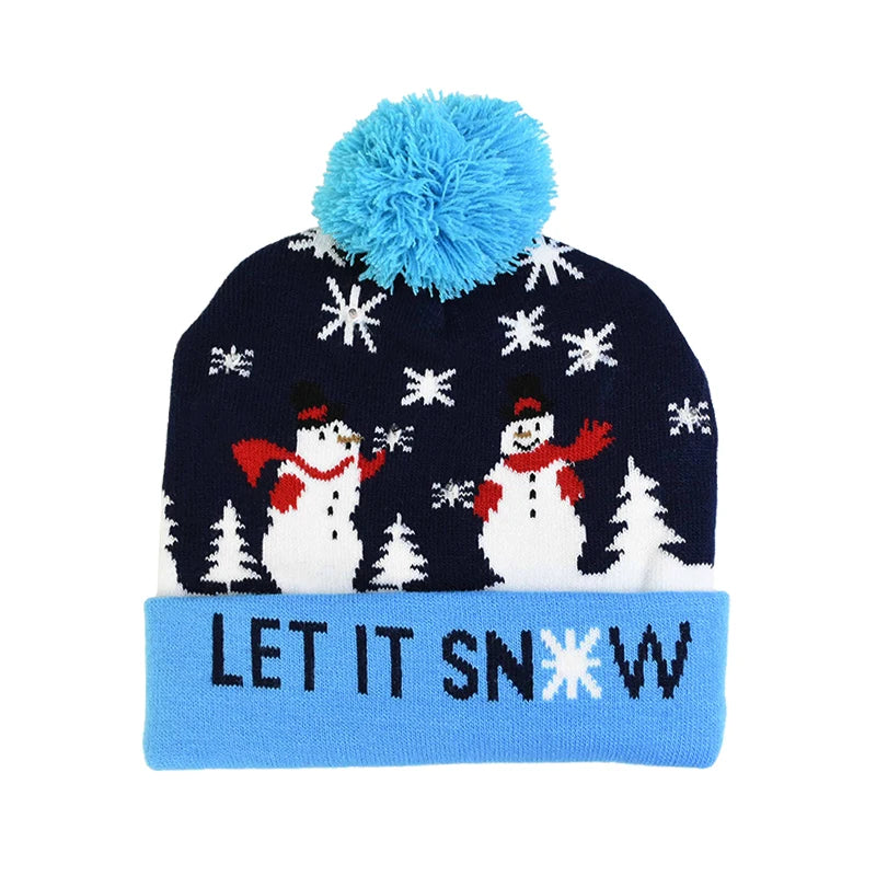 LED Light-Up Christmas Knitted Beanie Hat – Kids & Adults Light-Up Beanie Hat Babs E 1Pcs
