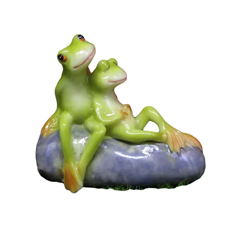 Cute Couple Frog Resin Ornaments – Garden & Fish Tank Decor Resin Decorative Figurine Babs 1pc
