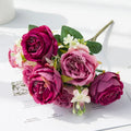 Silk Peony Artificial Flower Bouquet – Wedding & Home Décor Artificial Flower Bouquet Babs (Rose Red) 2pcs