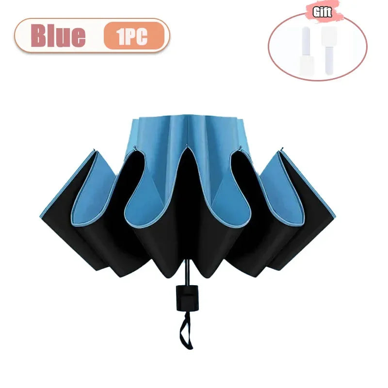 Manual Folding UV Umbrella – Large Double Layer, 1-4 PCS Folding UV Umbrella Babs metal-fiber composite 8K Blue-1PC