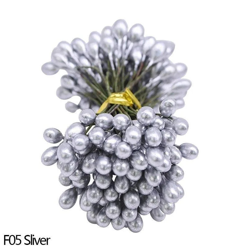 5mm Artificial Berry Stamens – DIY Wreath & Wedding Decor Artificial Flower Stamens Babs F05 Silver