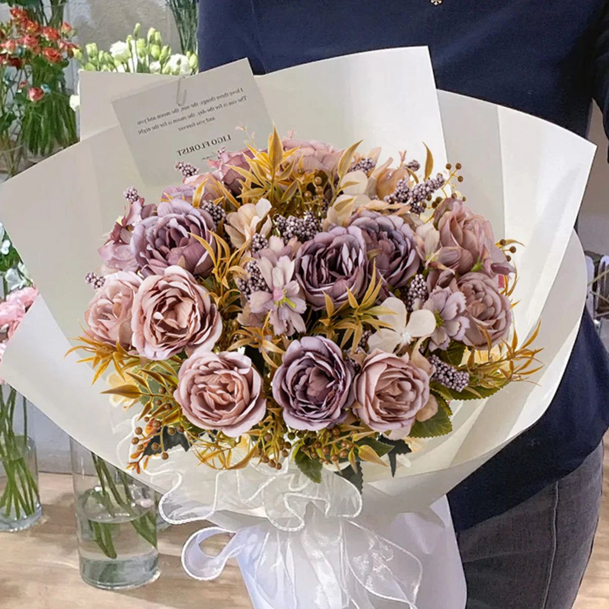 Artificial Silk Rose Peony Bouquet – Wedding & Home Décor Artificial Flower Bouquet Babs