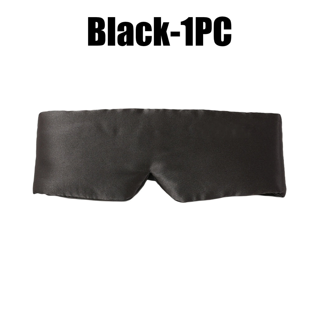 3D Contoured Blackout Sleep Mask – Silk-Like & Embroidered Sleep Eye Mask Babs Black 1PC