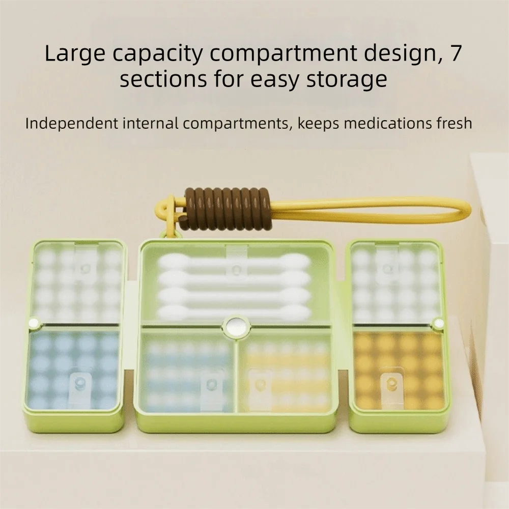7-Grid Folding Magnetic Double-Layer Pill Organizer Box Pill Organizer Box Babs