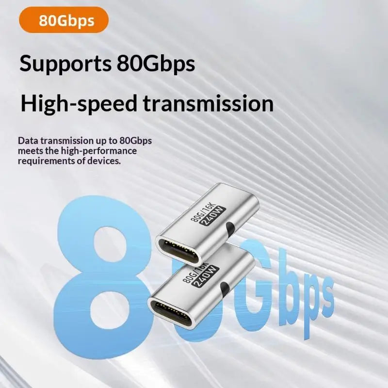 USB-C Female to Female Adapter 80Gbps 240W PD 16K 60Hz USB-C Adapter Babs