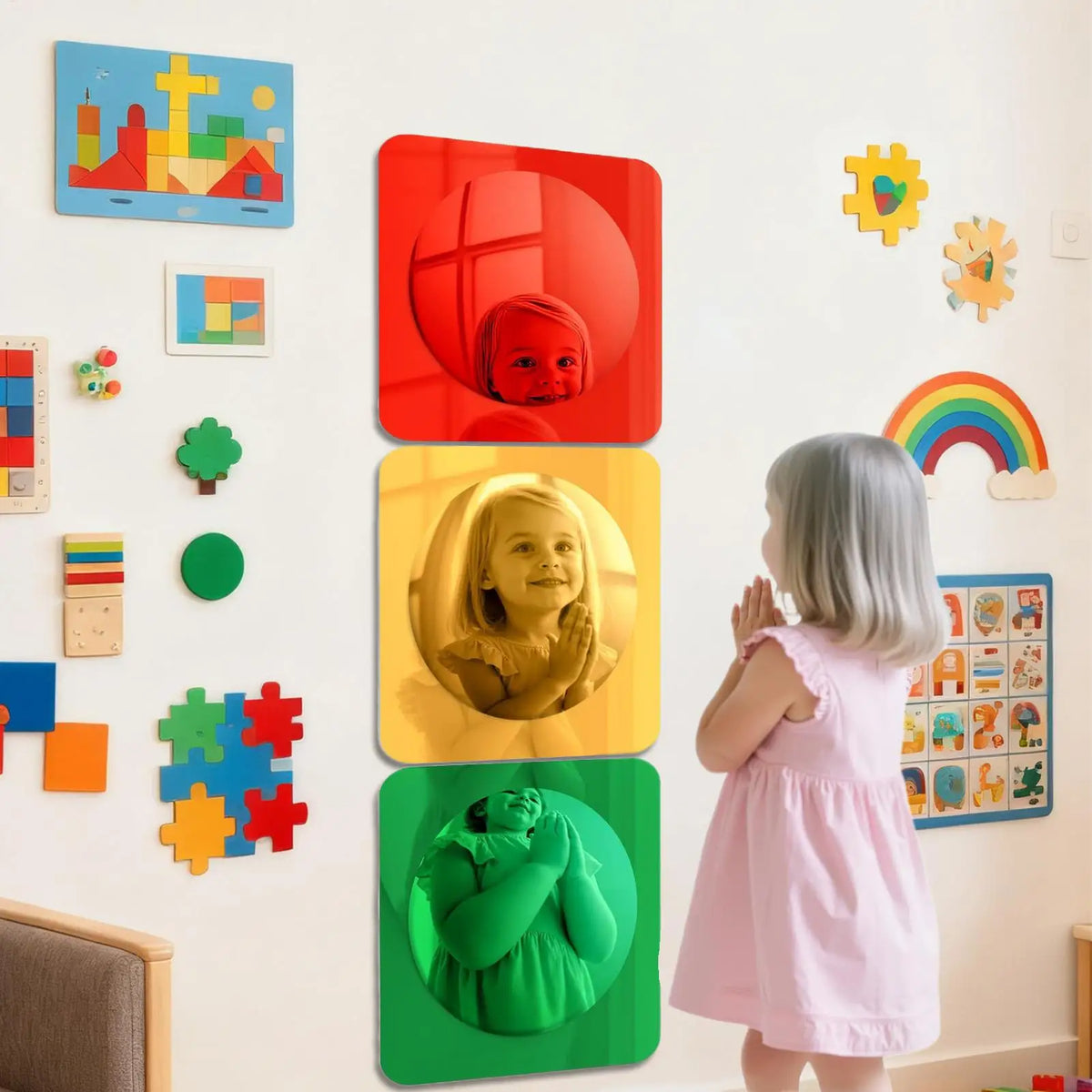 3-Piece Kids Acrylic Bubble Sensory Mirror Set for Toddlers Sensory Mirror Set Babs