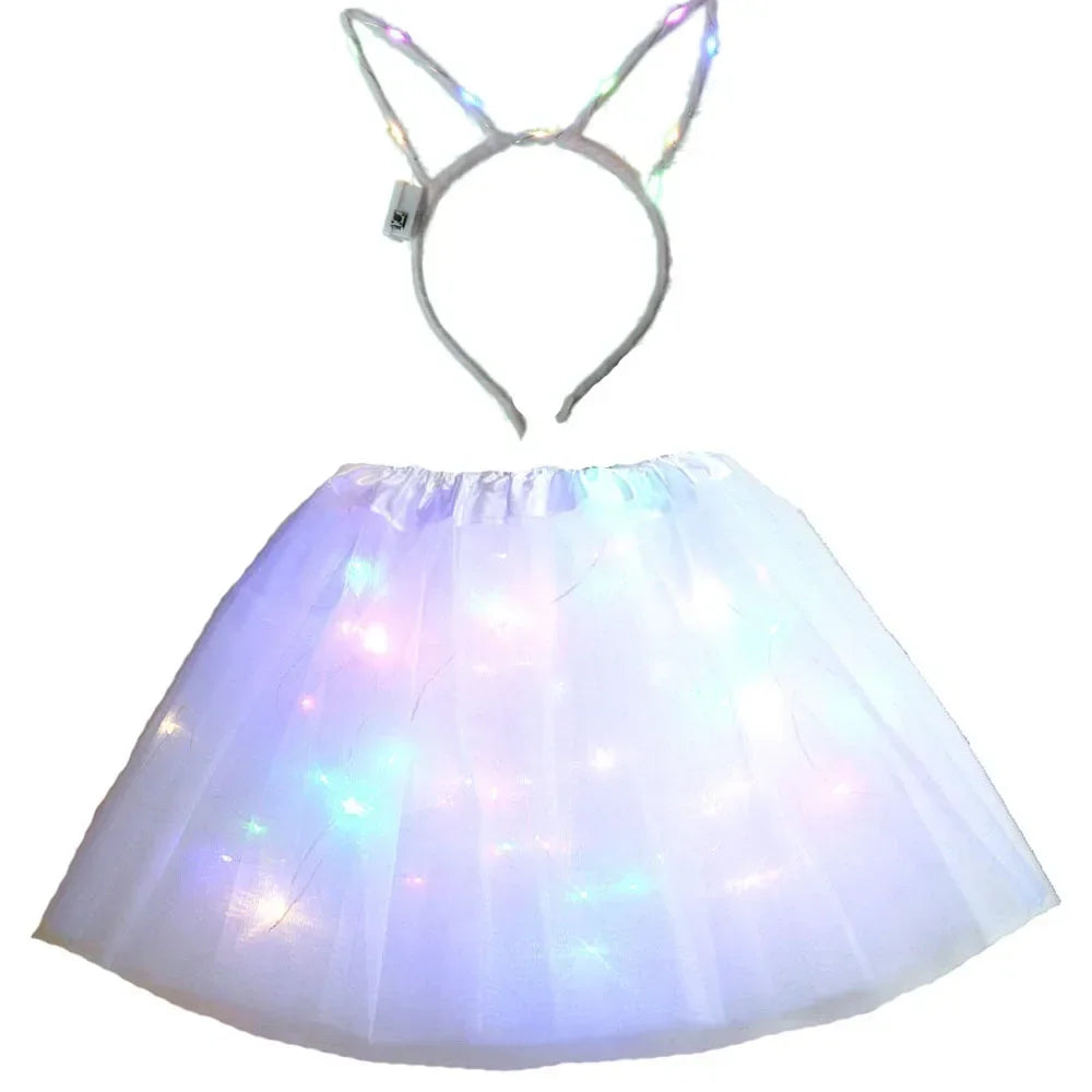 LED Light-Up Princess Tutu Skirt & Bunny Headband Set LED Costume Set Babs 17 for 2-8 years girls