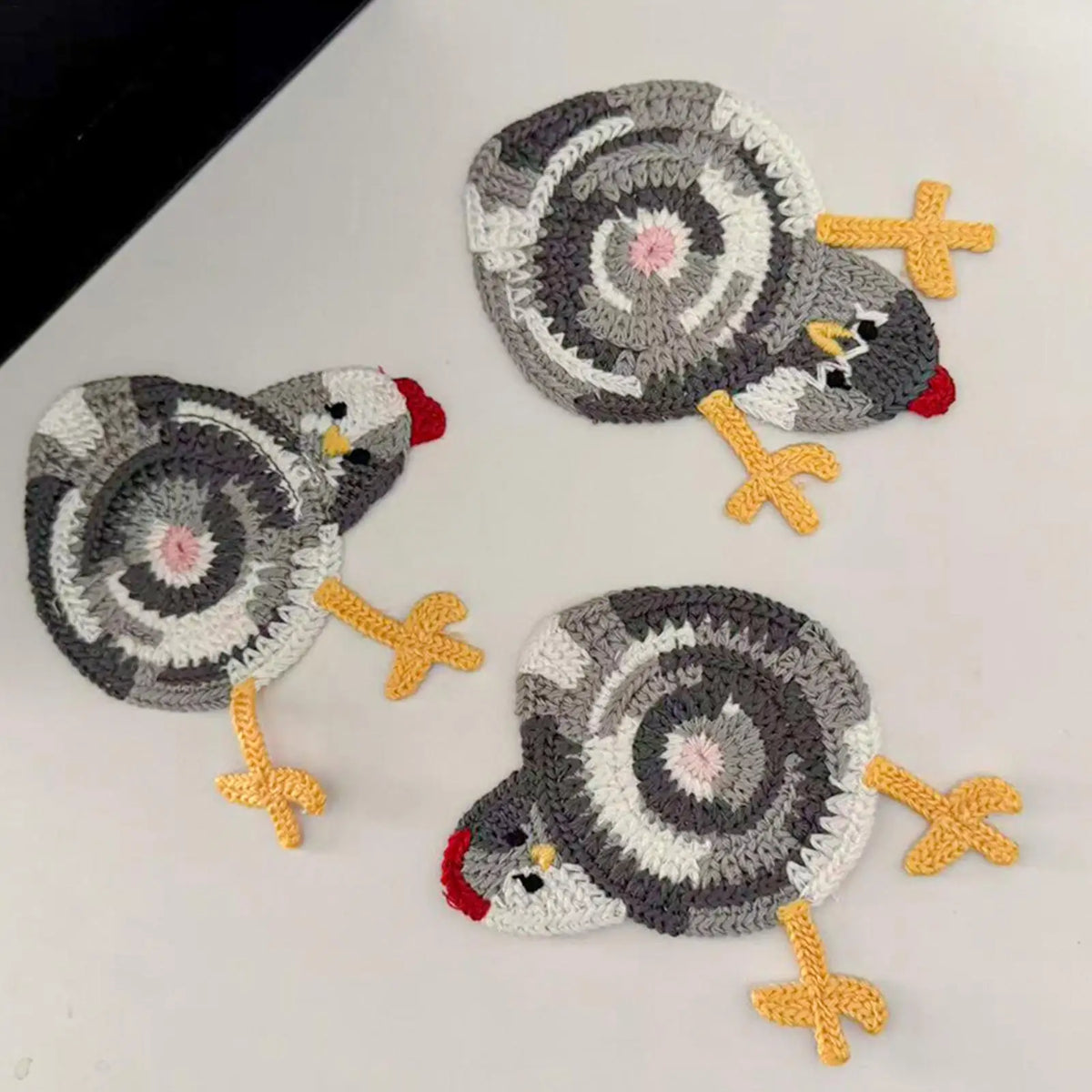 Chicken Coasters – Heat Resistant Absorbent Crochet Drink Coaster Drink Coasters Babs