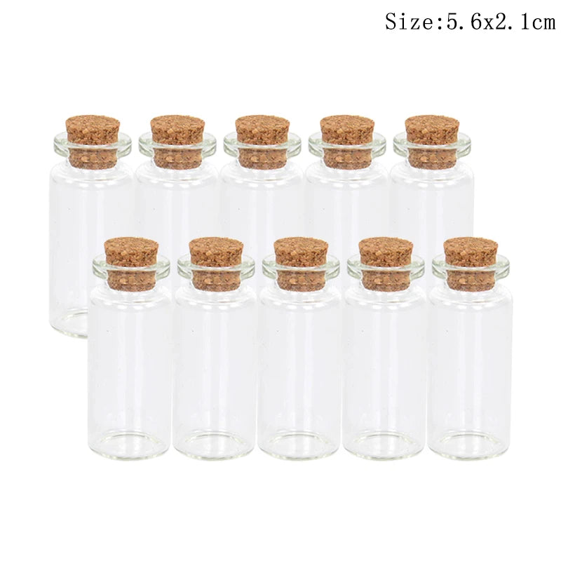 10pcs Mini Glass Bottles with Cork – Wedding & Party Decor Decorative Glass Bottles Babs 5.6x2.1cm