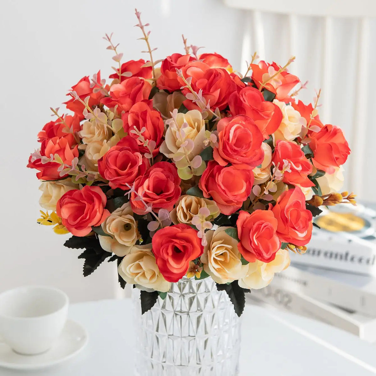 Silk Rose Artificial Flower Bouquet – Wedding & Home Décor Artificial Flower Bouquet Babs