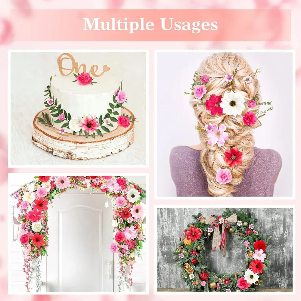 50Pcs Silk Artificial Rose Flower Heads | Wedding & Home Décor Artificial Flowers Babs