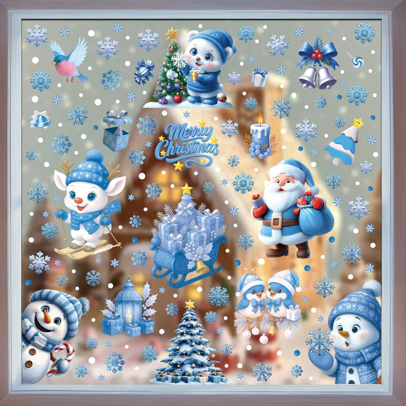 Christmas Window Static Clings – Santa, Snowman & Snowflake Window Static Clings Babs
