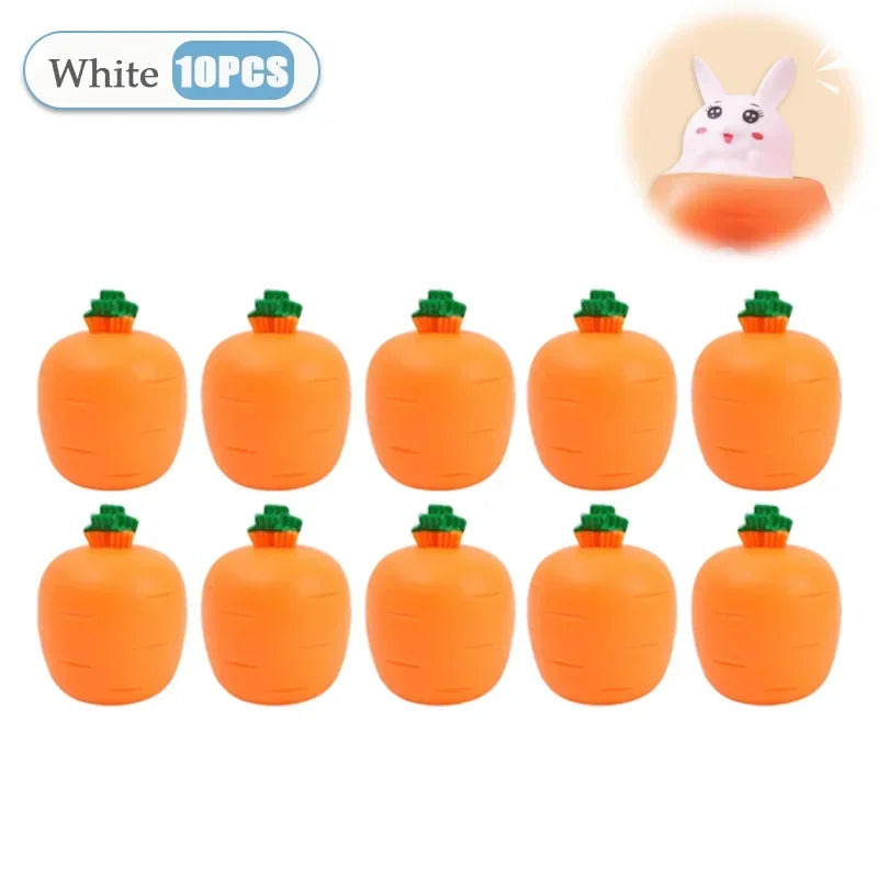 Squishy Carrot Rabbit Squeeze Telescopic Toy – Fun Kids Gift Novelty Squeeze Toy Babs White-10PC