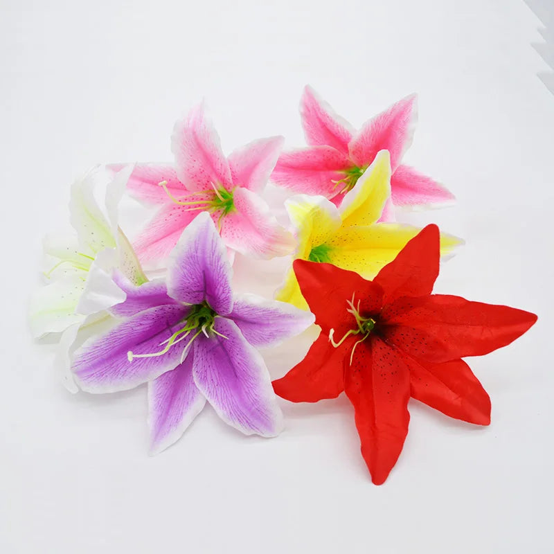 10pcs Silk Lily Artificial Flower Heads 18cm – Wedding & DIY Décor Artificial Flower Heads Babs