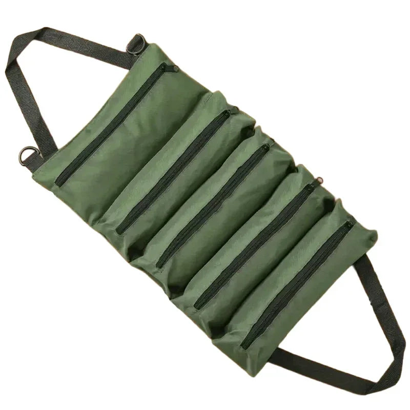 Heavy-Duty Oxford Roll-Up Tool Bag | Multi-Tool Organizer Roll-Up Tool Bag Babs green