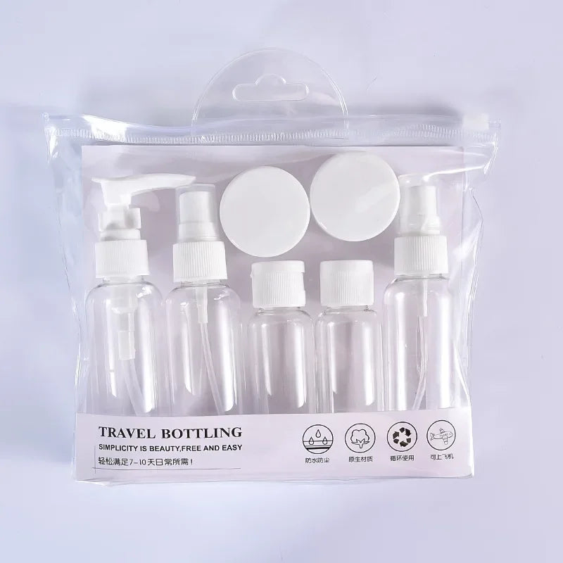 7-Piece Leak-Proof Travel Bottles Set | Refillable Pump & Spray Travel Bottle Set Babs white 1 pack