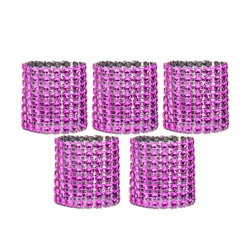 10pcs Rhinestone Bow Napkin Rings Gold Silver Wedding Decor Napkin Rings Babs rose red