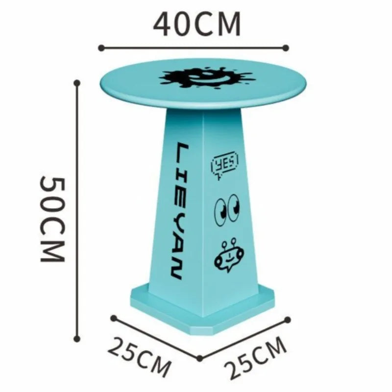 Modern Round Metal Side Table | Minimalist Living Room Coffee Table Round Side Table Babs Light Blue