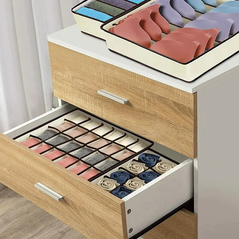 Fabric Grid Storage Box – Underwear, Bra & Sock Organizer Drawer Storage Organizer Babs