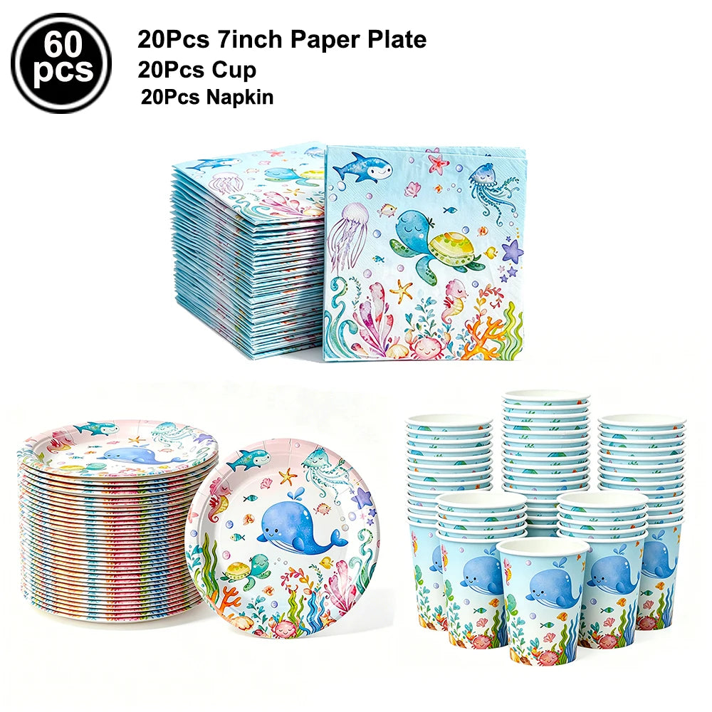 Under the Sea Birthday Party Supplies – Ocean Theme Decor Set Party Supply Set Babs Burgundy