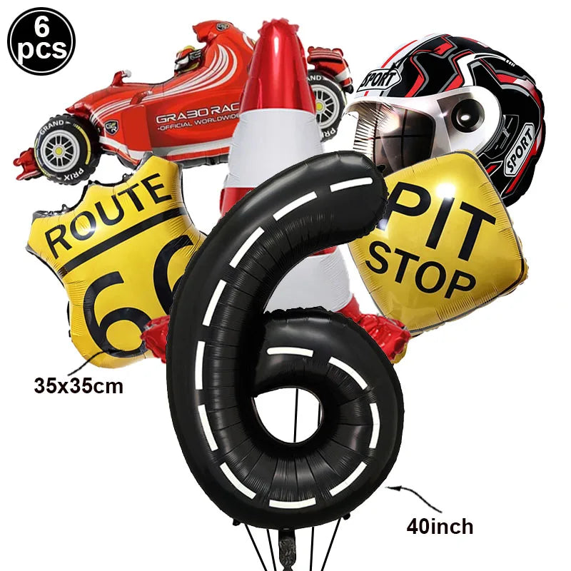 6-Piece Race Car Balloon Kit – Racing Birthday Party Decor Party Balloon Kit Babs C Number 6 As picture show