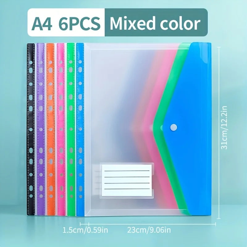 6 A4 Loose Leaf Binders | 11-Ring PP Folders with Label Pockets Loose Leaf Binder Babs