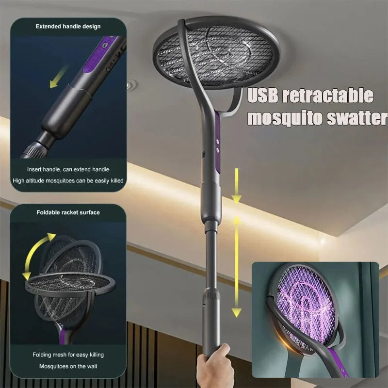 2-in-1 Electric Mosquito Swatter with LED Lamp | USB Rechargeable Electric Bug Zapper Babs