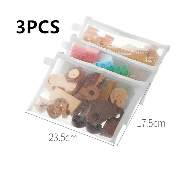 Kids Toy Storage Bags – Transparent Zipper Pouches for Blocks Toy Storage Bag Babs 3PCS 2