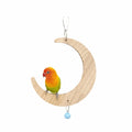 Bird Wooden Perch Toy – Moon Shape, Mirror, Bell & Flower Bird Cage Toy Babs S-Style A